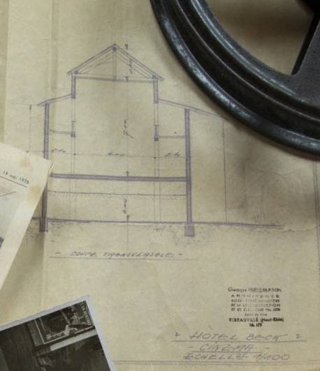 Plan de coupe du bâtiment du Rex, par l’architecte Georges Hirtzmann
